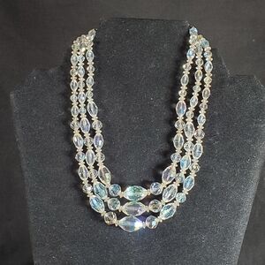 Vintage 3 Strand Arua Boralis Crystal Necklace
